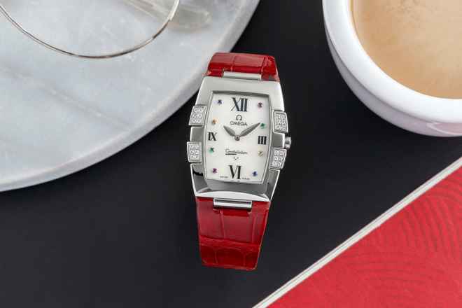  Omega Constellation Ladies Stahl MOP Diamonds Quarz Damenuhr Ref. 1886.79.40  