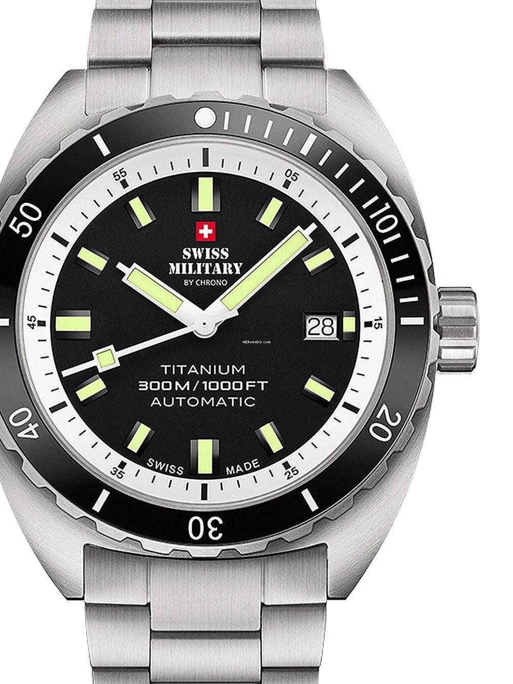 Swiss Military SMA34100.02 Diver Titanium Automatik Herrenuhr 42mm 30ATM