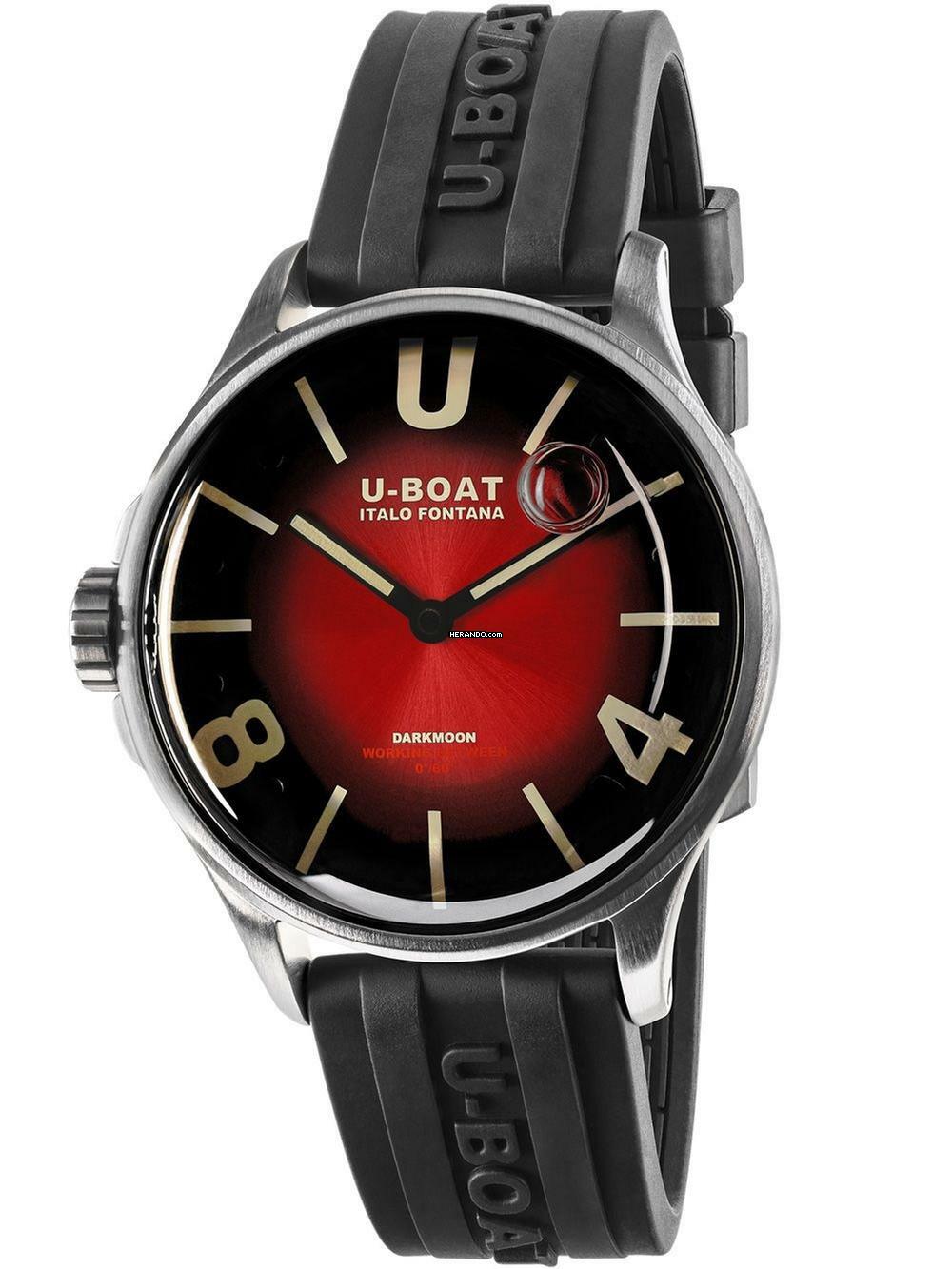  U-Boat 9500 Darkmoon Red SS Soleil Herrenuhr 40mm 5ATM 