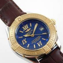 Thumbnail von Breitling Cockpit Lady B-Class / Cockpit Lady Goldlünette und neuem Lederband im TOP Zustand 31 mm seltenes blaues Zifferblatt </h1>