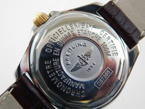 Thumbnail von Breitling Cockpit Lady B-Class / Cockpit Lady Goldlünette und neuem Lederband im TOP Zustand 31 mm seltenes blaues Zifferblatt </h1>