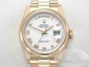 Thumbnail von Rolex Day-Date 36 36mm 118208 2001/02 Gelbgold 750 Automatik 18kt Yellow Gold Damen Herren President-band Chronometer Oyster White Dial