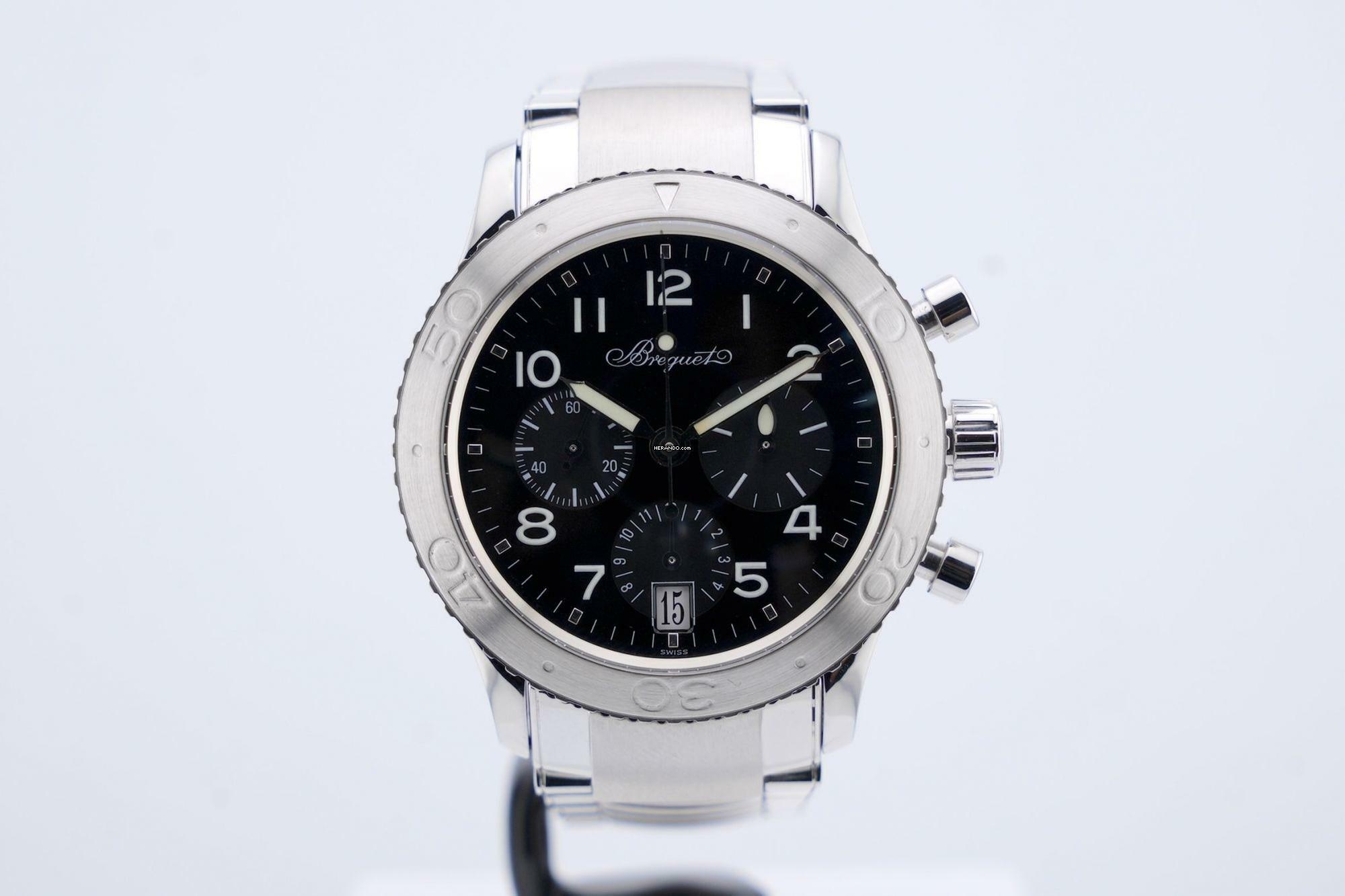  Breguet Type XX - XXI - XXII Pilot Type XX Transatlantique - Flyback Chronograph - Black Dial - With Box - 24 Months Warranty 3820 