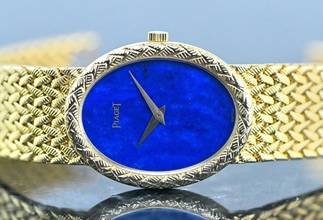 Thumbnail von Piaget rare Vintage Dress Watch | 9862 D 3 | Lapis Lazuli Dial | Yellowgold </h1>