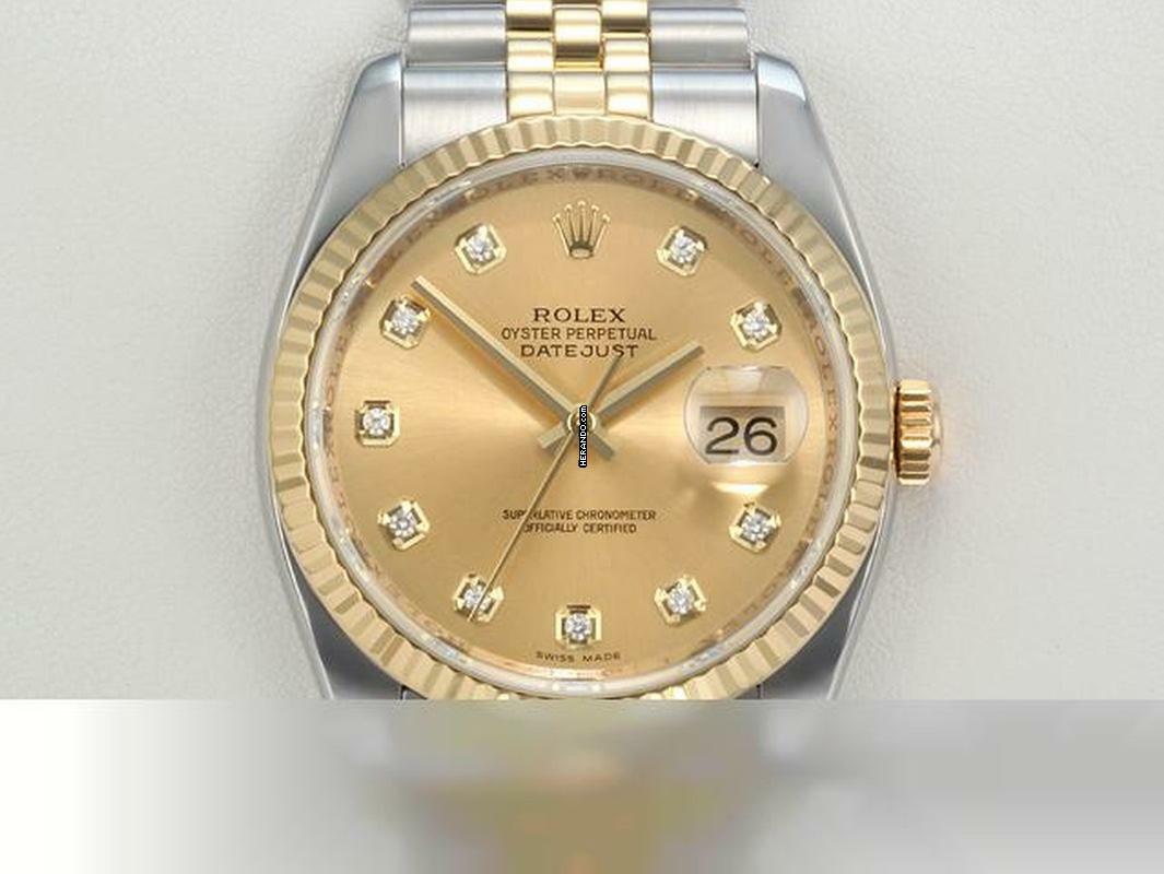 Rolex Datejust 36 36mm 116233 2011 Diamanten Stahl Gelbgold 750 Automatik