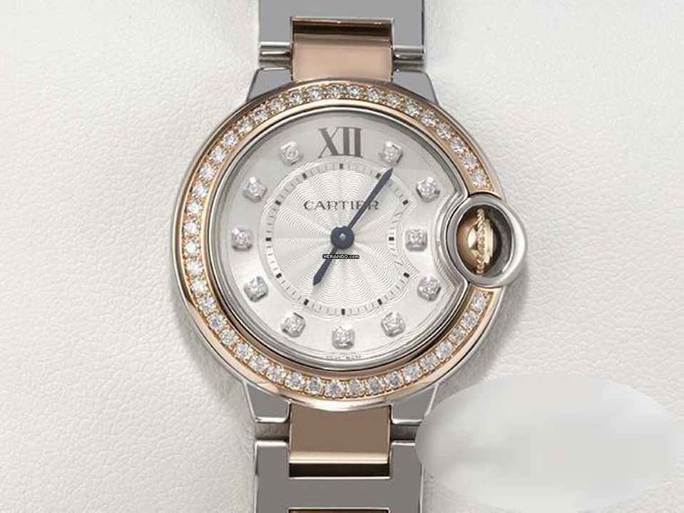  Cartier Ballon Bleu 28mm Edelstahl Rosegold 750 Diamanten W3bb0009 Stahl Gold 