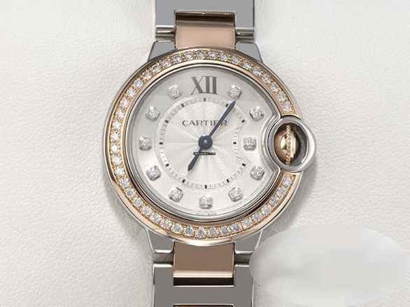  Cartier Ballon Bleu 28mm Edelstahl Rosegold 750 Diamanten W3bb0009 Stahl Gold 