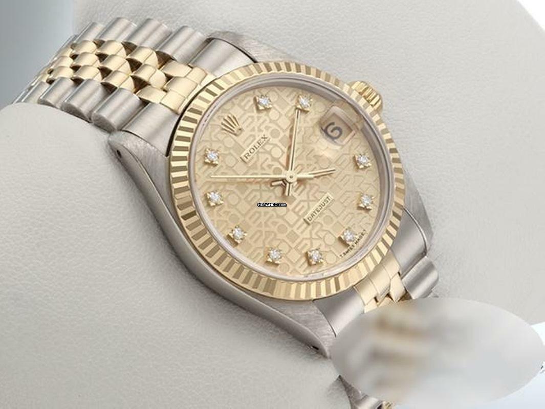  Rolex Datejust Medium Stahl Gelbgold 750 Diamanten Automatik Gold Stahl Stainless Steel 18kt Yellow Gold Jubilé-band Chronometer Oyster 