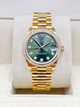Thumbnail von Rolex Datejust 31 President Yellowg. BOX & PAPERS NEW 2024 Green Dial Orig. Diamond Setting