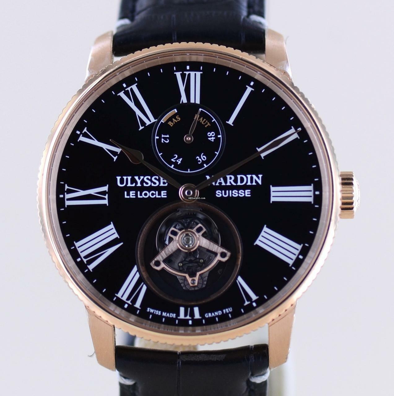  Ulysse Nardin Marine Torpilleur Tourbillon 18K Rosé Gold Automatic Black Enamel Limited 