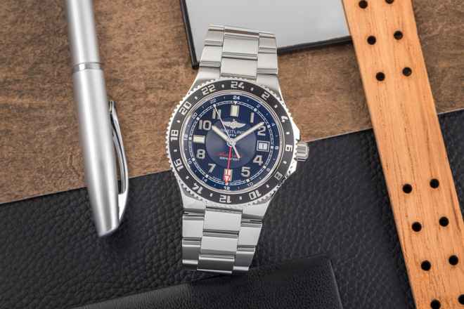 Breitling Superocean GMT Stahl Automatik Herrenuhr Ref. A3238011/BA38 B&P 2014  