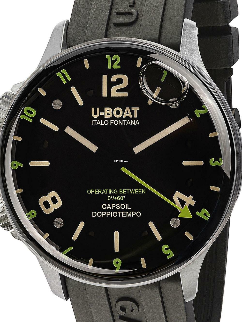  U-Boat 8838/A Capsoil Doppiotempo SS GMT Herrenuhr 45mm 10ATM 