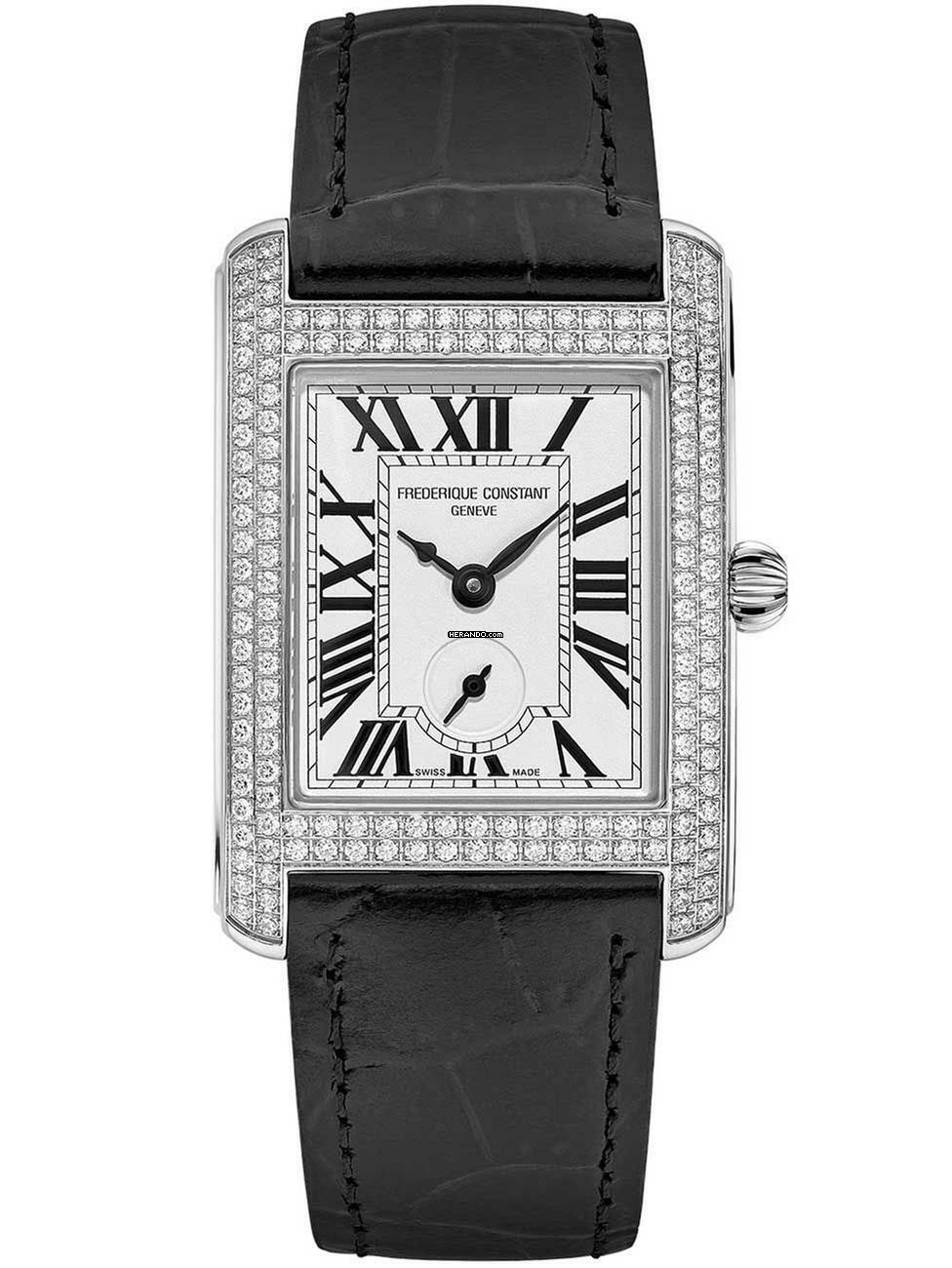  Frederique Constant FC-235S2D6 Damenuhr Klassik Karree 158 Diamanten 25mm 3ATM 