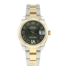 Thumbnail von Rolex Lady-Datejust 31 Steel Gold Fluted Green Roman Diamond Dial
