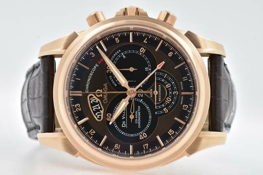  Omega De Ville Co-Axial GMT Chronograph 18k Rose Gold 42253445213001 </h1> 