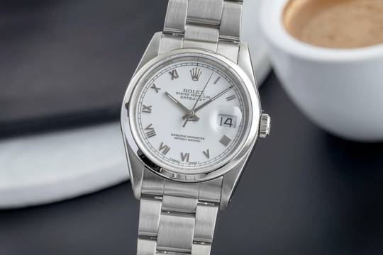  Rolex Datejust 36 Roman Dial Oyster Stahl Automatik Herrenuhr Ref 16200 X-Serie  
