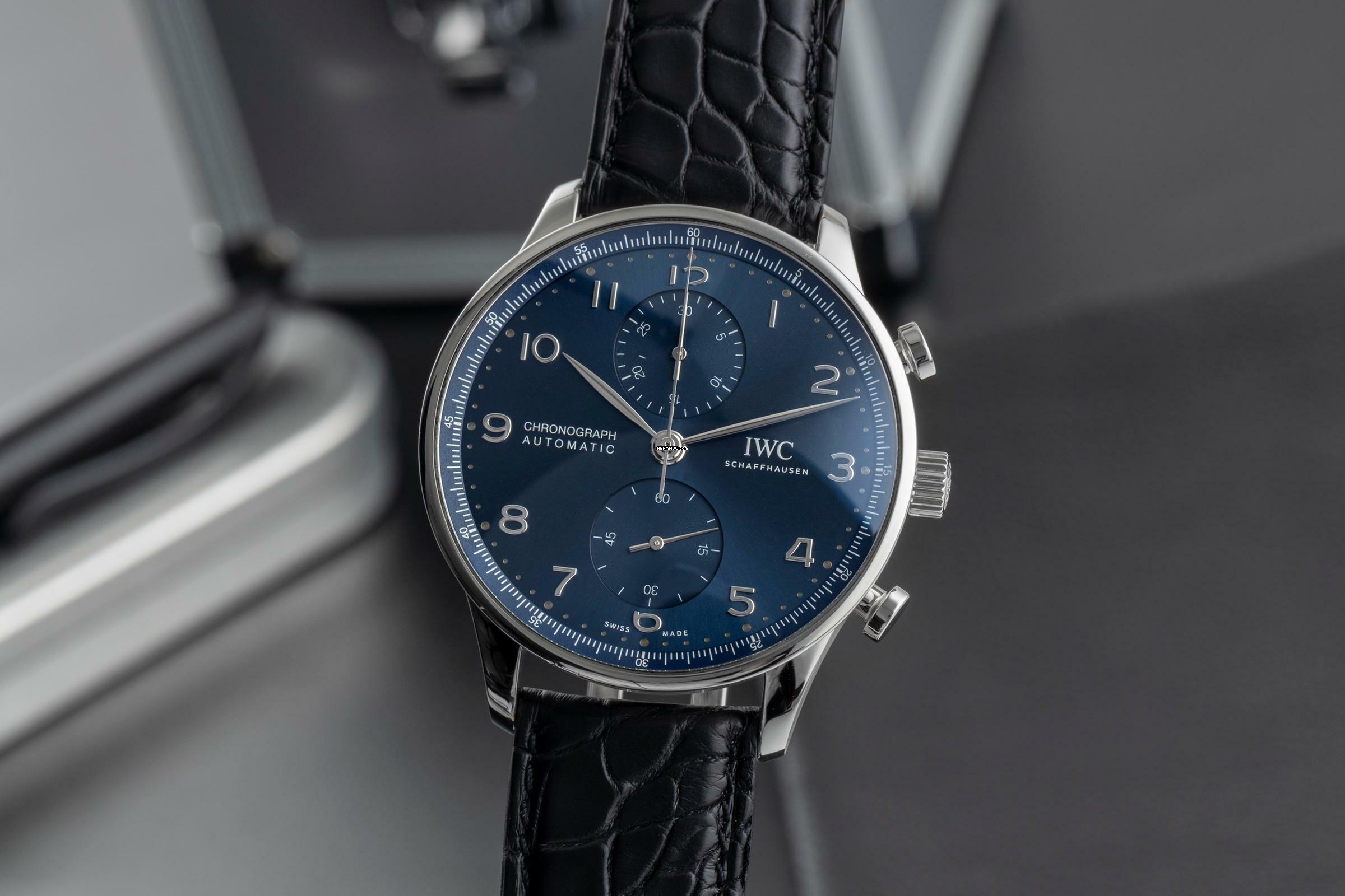 IWC Portugieser Chronograph Edelstahl Automatik Herrenuhr IW371606 B&P