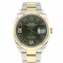 Thumbnail von Rolex Datejust 36 Steel / Gold Oyster Fluted Green Roman Diamond Dial