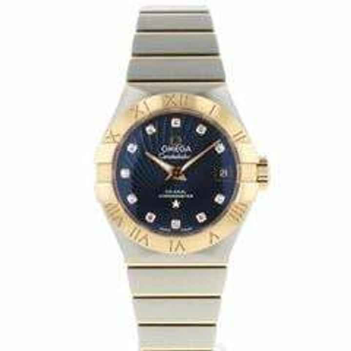  Omega Constellation Ladies Rose Gold Blue Diamond Dial  