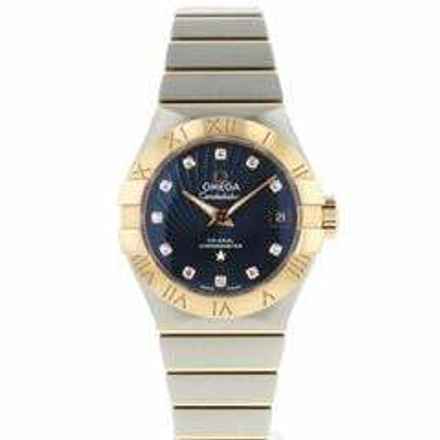  Omega Constellation Ladies Rose Gold Blue Diamond Dial  