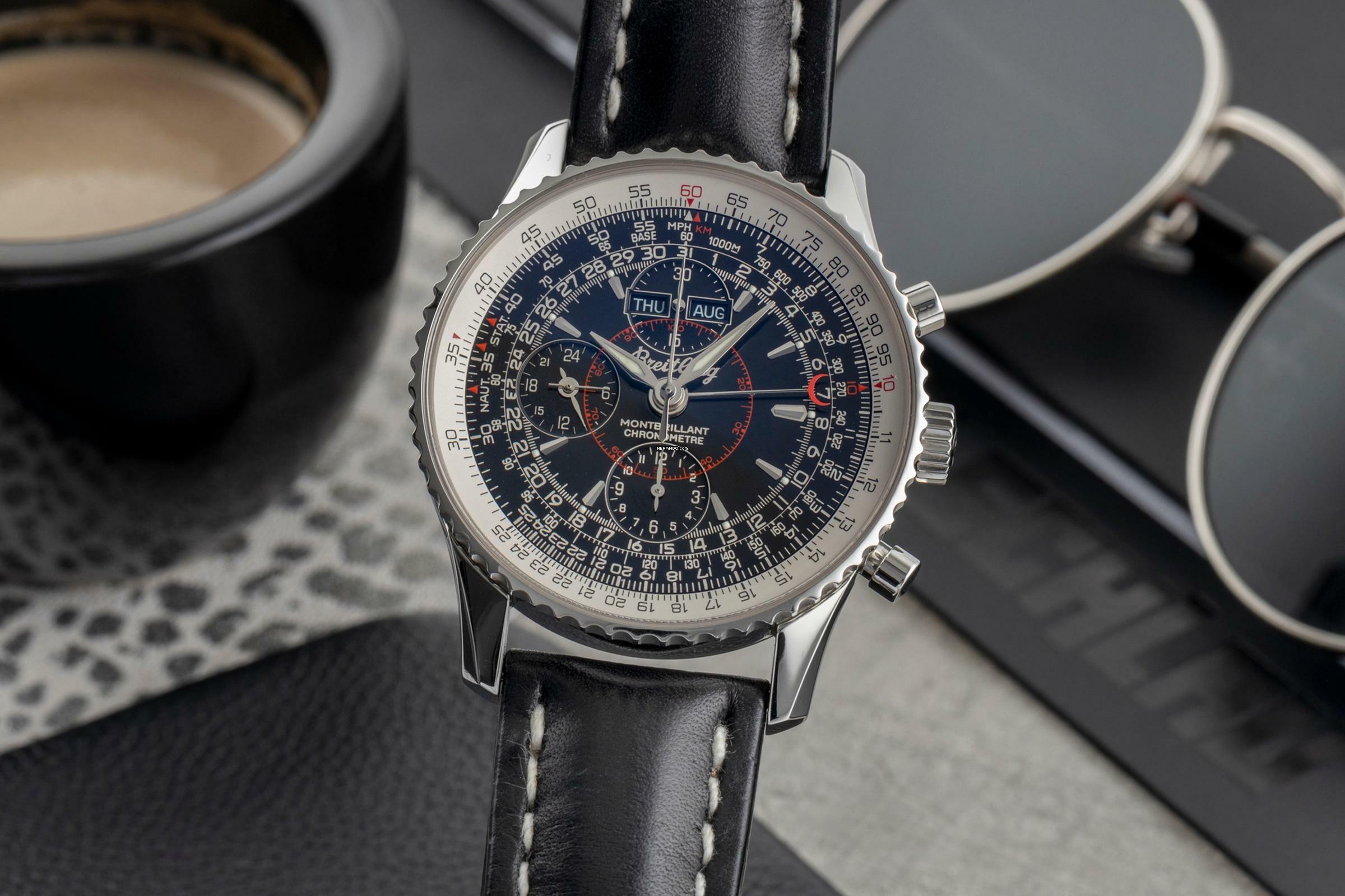 Breitling Montbrillant Datora Chronograph Stahl Automatik Ref. A21330 Papiere
