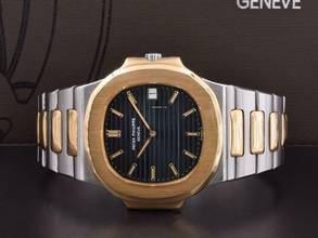 Thumbnail von Patek Philippe Nautilus 3700 Steel/gold Blue Dial Original Box / Warranty 1982 Very Rare