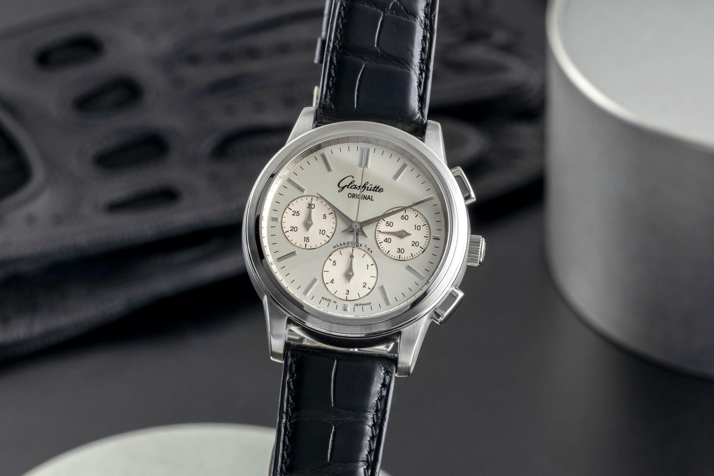  Glashütte Original Senator Chronograph Stahl Automatik Herrenuhr Ref. 39-31-11-13-04 B&P  