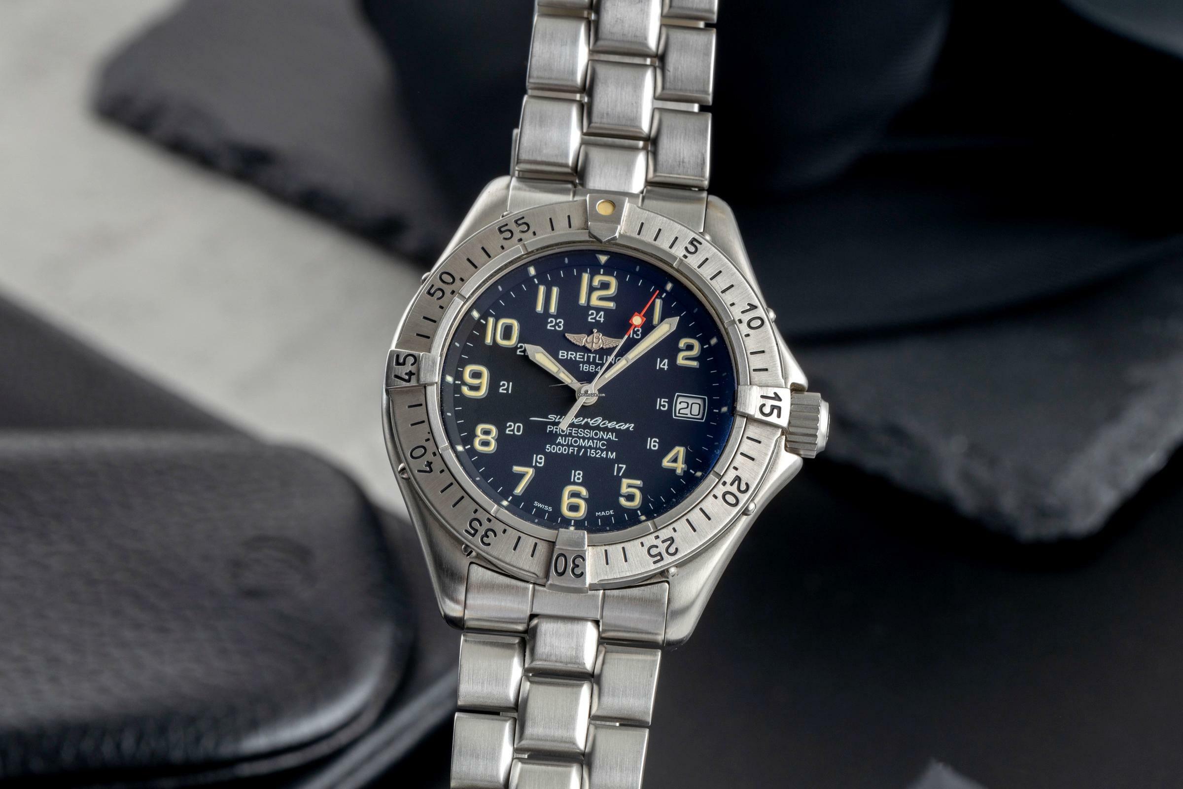  Breitling Superocean Stahl Automatik Herrenuhr Ref. A17045 Box & Papiere 1998  