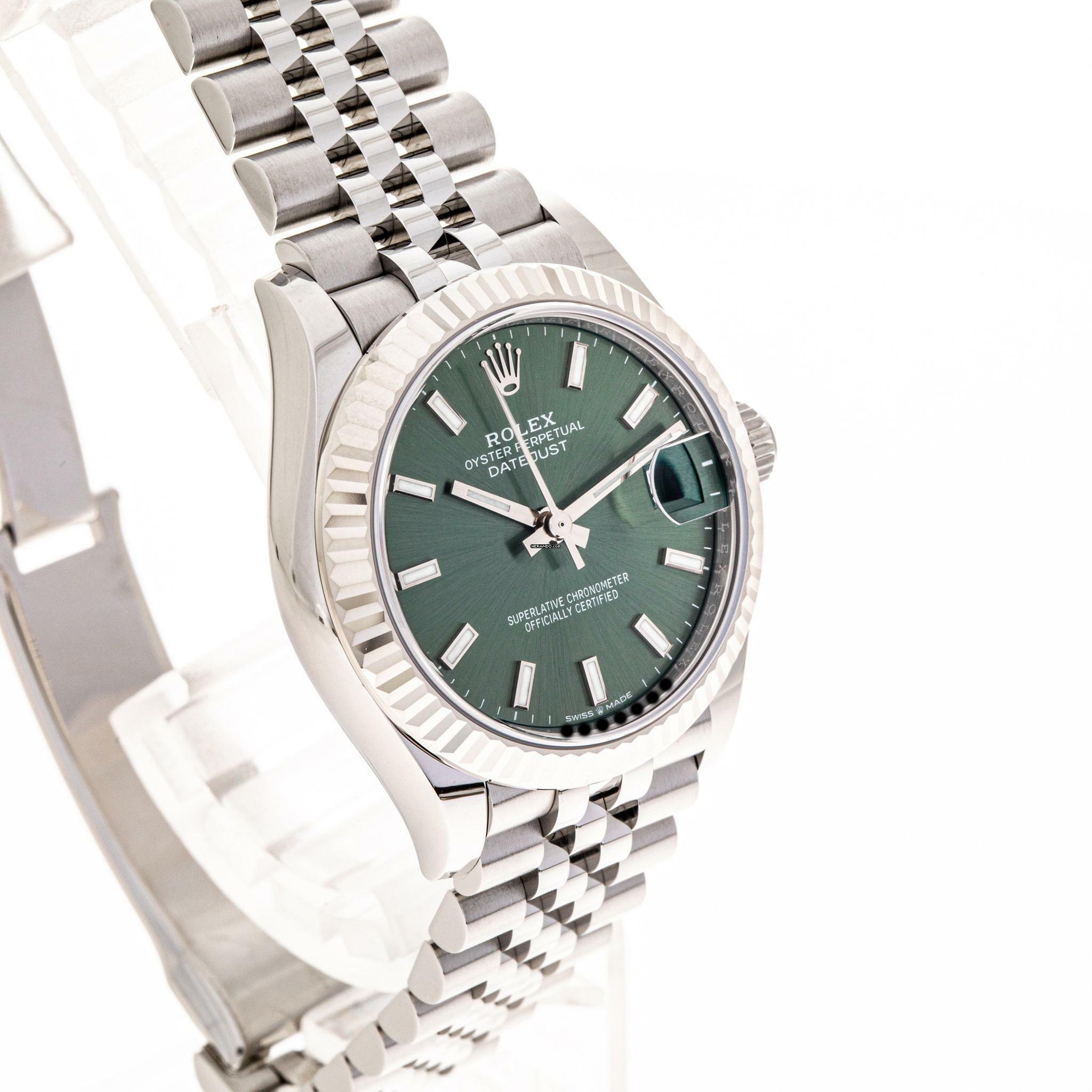 Thumbnail von Rolex Datejust 31 Mint Green Jubilee – Whitegold Bezel – 278274 – NEW – Lc100 – 2022 Full Set