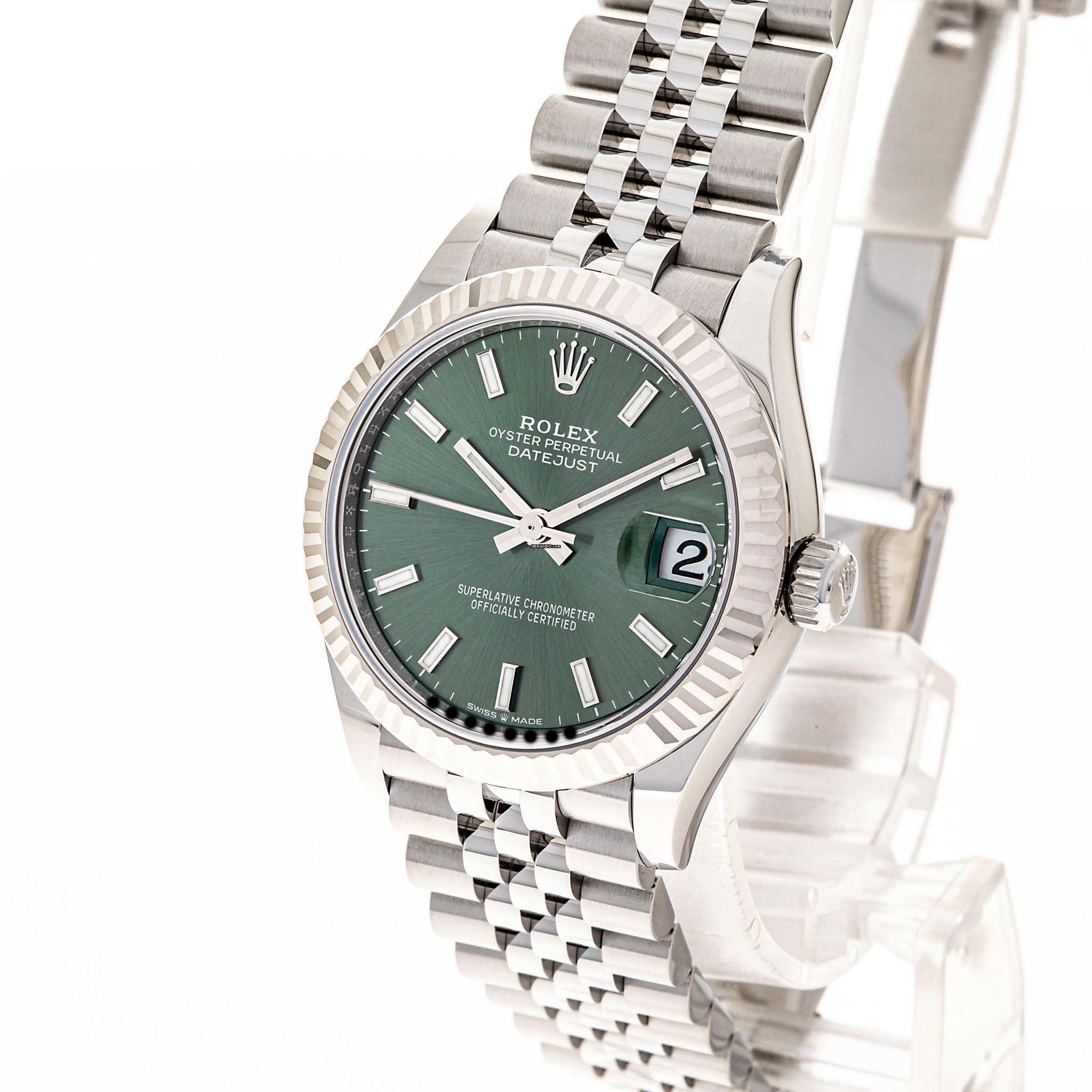 Thumbnail von Rolex Datejust 31 Mint Green Jubilee – Whitegold Bezel – 278274 – NEW – Lc100 – 2022 Full Set