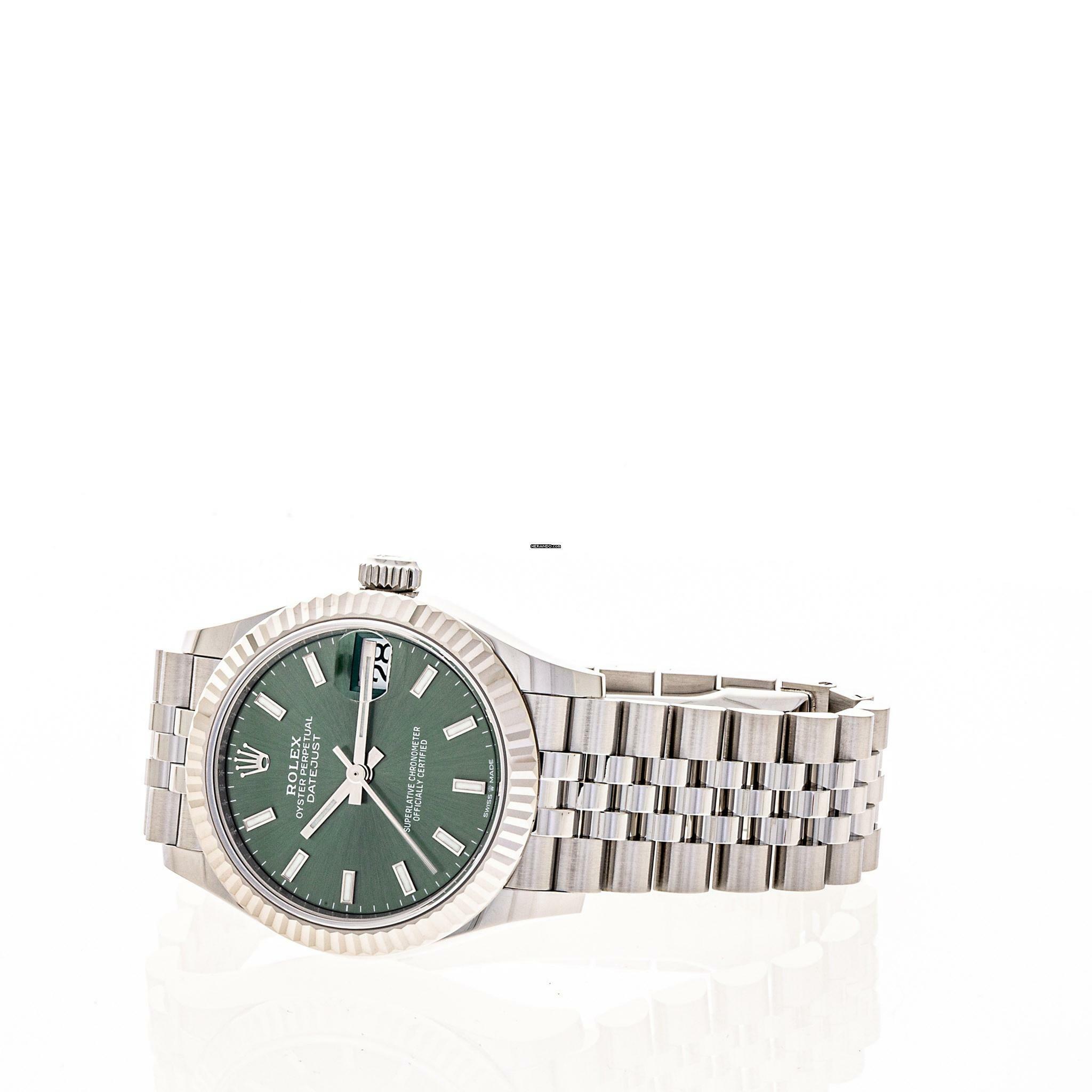 Thumbnail von Rolex Datejust 31 Mint Green Jubilee – Whitegold Bezel – 278274 – NEW – Lc100 – 2022 Full Set