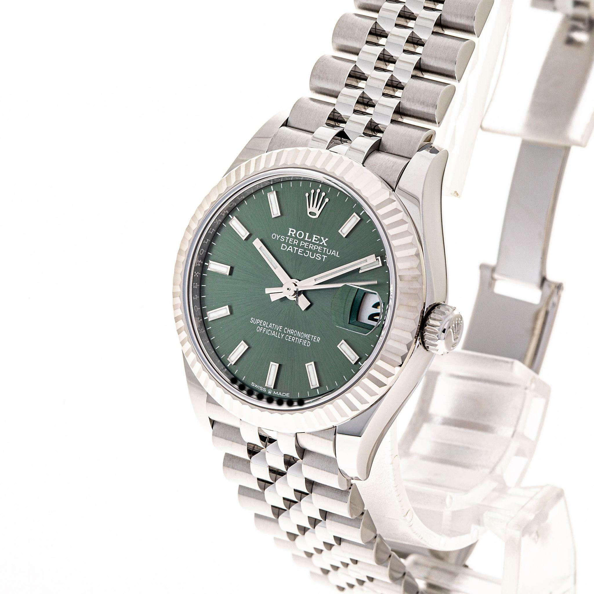 Thumbnail von Rolex Datejust 31 Mint Green Jubilee – Whitegold Bezel – 278274 – NEW – Lc100 – 2022 Full Set