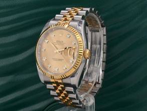 Thumbnail von Rolex Datejust 36 116233 Gold Dial With Big Diamonds - Full Set 36mm