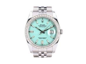 Thumbnail von Rolex Datejust Turquoise Dial With After Diamonds Bezel - Full Set 36mm