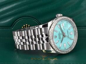 Thumbnail von Rolex Datejust Turquoise Dial With After Diamonds Bezel - Full Set 36mm