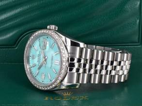 Thumbnail von Rolex Datejust Turquoise Dial With After Diamonds Bezel - Full Set 36mm