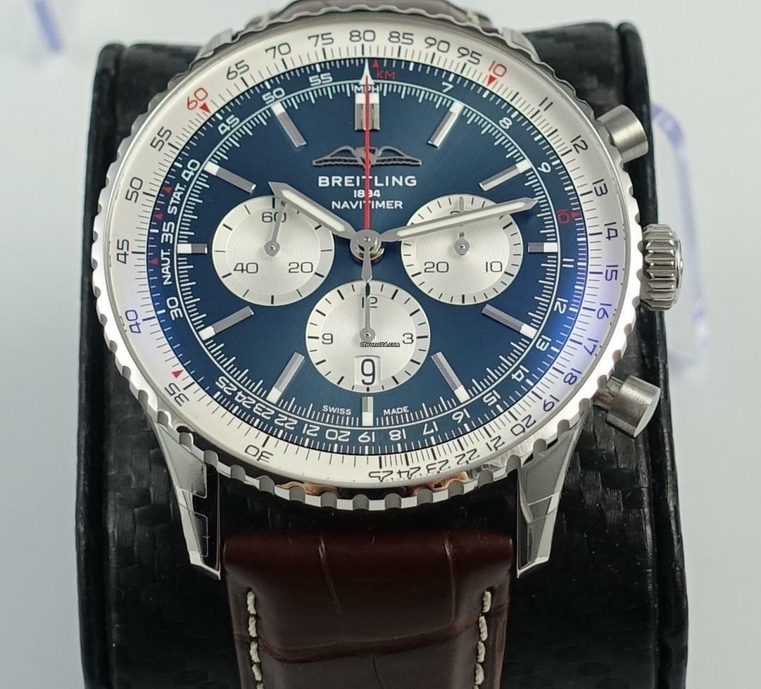  Breitling Navitimer 1 B01 Chronograph 46 Blue Full Set / New Watch 