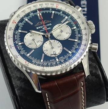  Breitling Navitimer 1 B01 Chronograph 46 Blue Full Set / New Watch 