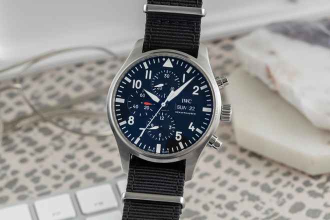  IWC Fliegeruhr Chronograph Pilot´s Day-Date Chronograph Automatik Herrenuhr IW377709 B&P  