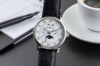 Thumbnail von Blancpain Villeret Complete Calendar Chronograph Stahl Automatik Herrenuhr Ref. 6685-1127-55B