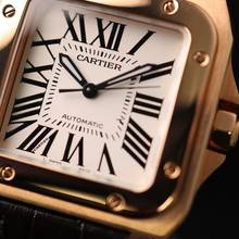 Thumbnail von Cartier Santos 100 MM Rose Gold Silver Dial