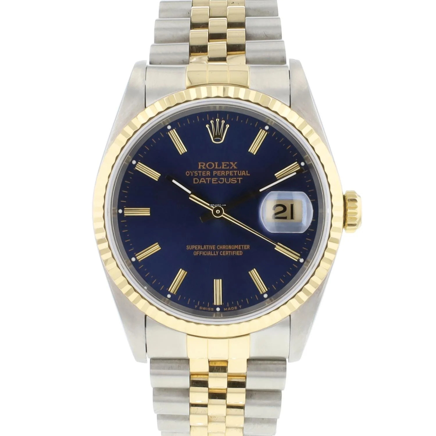 Rolex Datejust 36 Steel Gold Jubilee Fluted Blue Dial