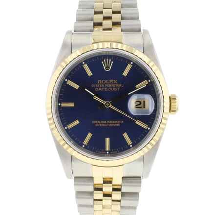  Rolex Datejust 36 Steel Gold Jubilee Fluted Blue Dial 