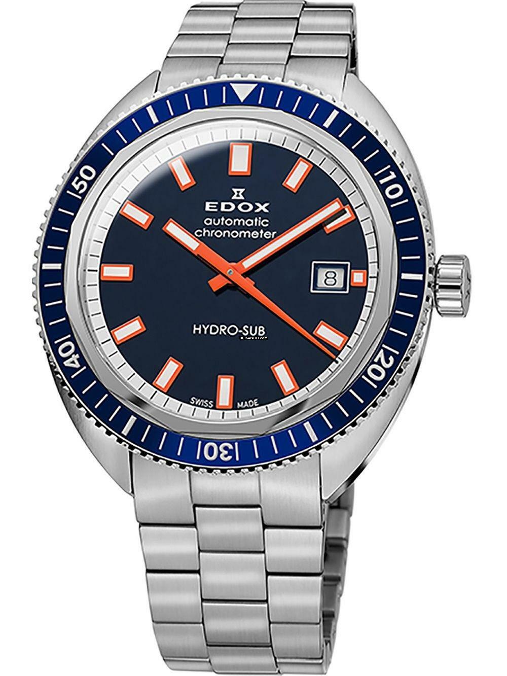  Edox 80128-3BUM-BUIO Hydro-Sub Automatik Chronometer Herrenuhr 42mm 30ATM 