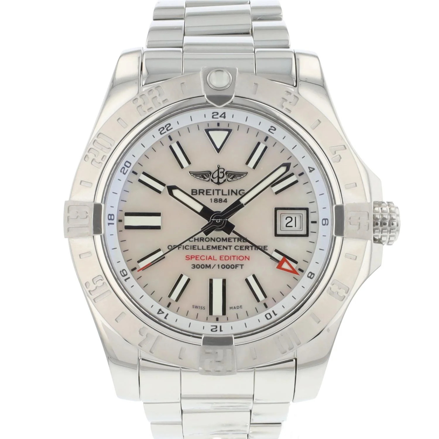  Breitling Avenger II GMT Steel MoP Dial 