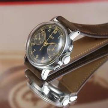  Tissot MINT RARE 28,9 BLACK DIAL CHRONOGRAPH FROM THE 40'S 15TL  