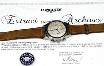 Thumbnail von Longines SUPER RARE 13ZN TRE-TACCHE CHRONOGRAPH WITH SANDWICH DIAL 4974