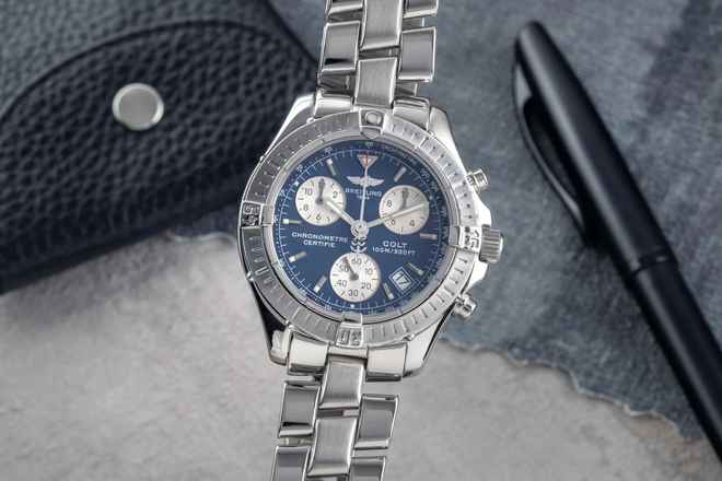  Breitling Colt Chronograph Edelstahl Quarz Herrenuhr Ref. A73350-021 B&P 2005  