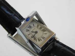 Thumbnail von Cartier Basculante 2386 im Traum Zustand mit original Cartier Krokoband und Schließe