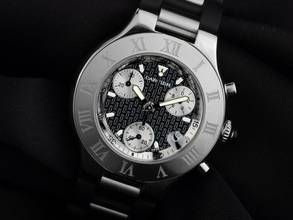 Thumbnail von Cartier 21 Chronoscaph Quarz Chronograph Ref.2424 2002 original Box wie neu Vintage